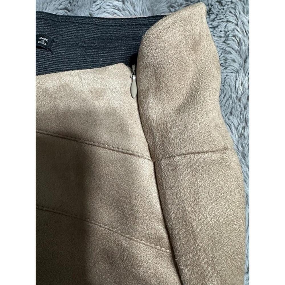 ZARA Basic Faux Suede Skinny Pants - Camel Tan, Size XL - Picture 3 of 5